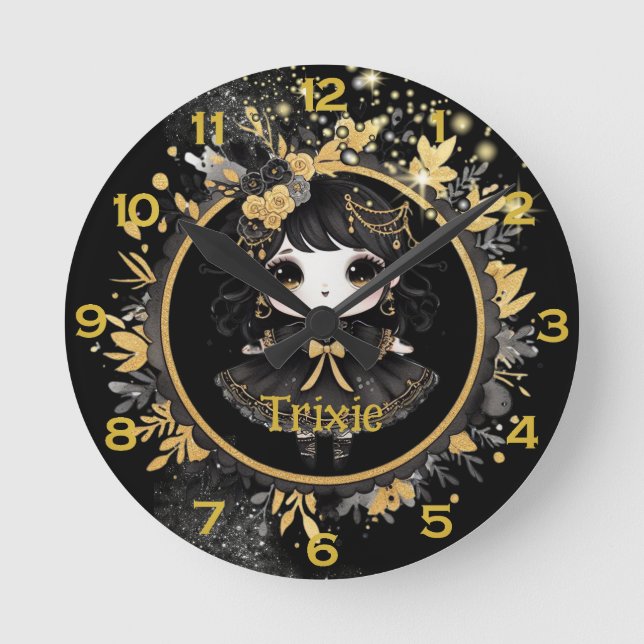 Anime Girls Goth Niedliches Dekorationsgeschenk Ka Runde Wanduhr (Vorderseite)