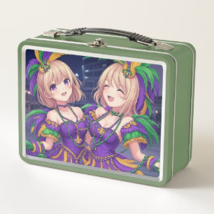 Anime Girls Mardi Gras Metall Brotdose