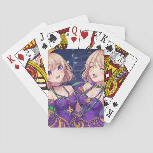 Anime Girls Mardi Gras Spielkarten