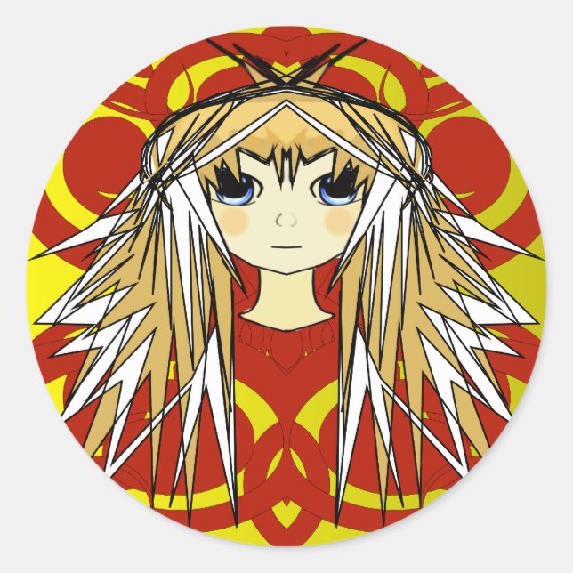 Anime Girls Runder Aufkleber (Vorderseite)