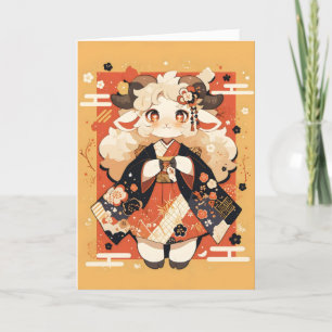 Anime Goat Kawaii Geisha Feiertagskarte