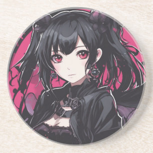 Anime Goth Girl Fantasy Art Getränkeuntersetzer