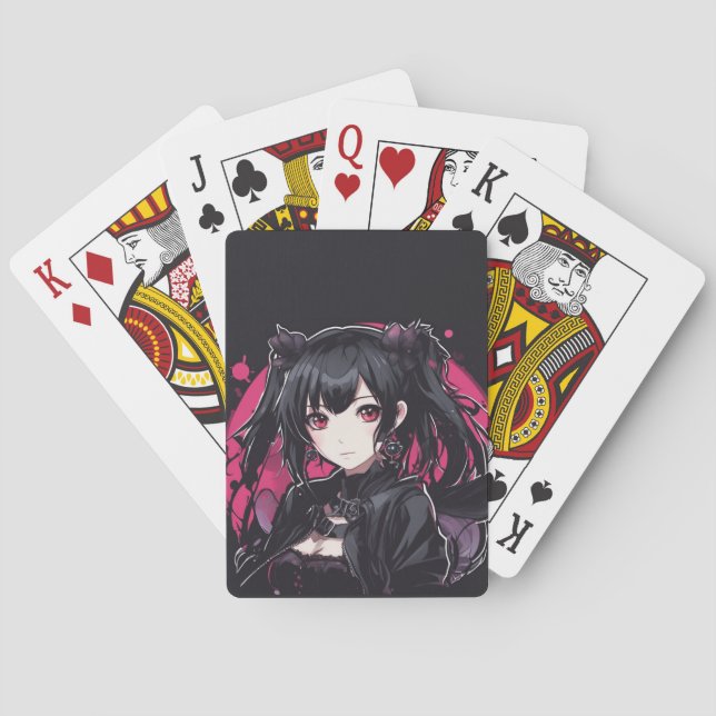 Anime Goth Girl Fantasy Art Spielkarten (Rückseite)