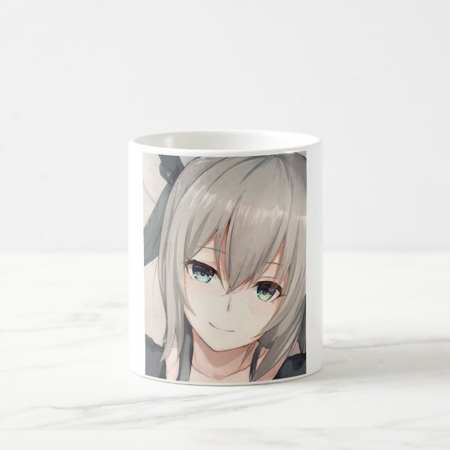 Anime grauhaarige Aquarelle Tasse (Mittel)