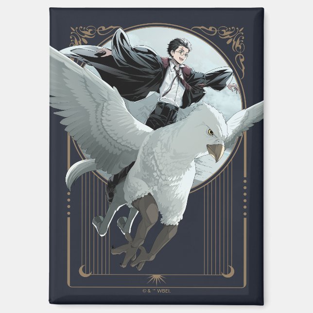 Anime HARRY POTTER™ Flug mit Buckbeak Magnet (Vorderseite)
