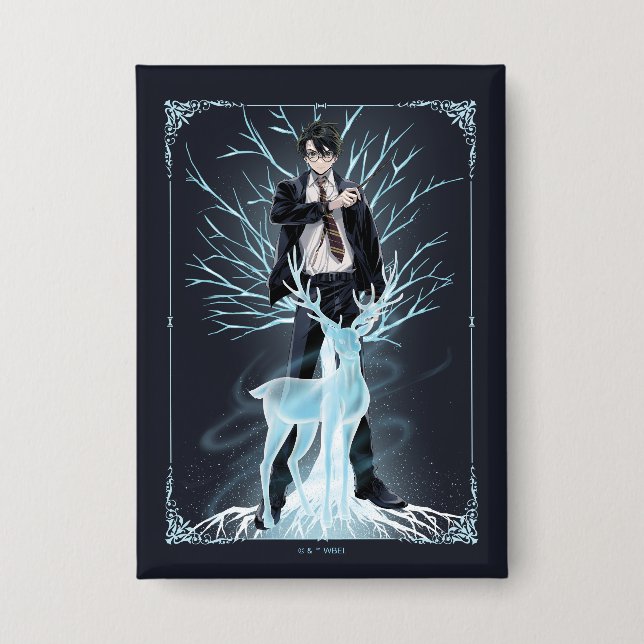 Anime HARRY POTTER™ Stag Patronus Button (Vorderseite)