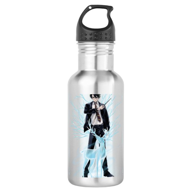 Anime HARRY POTTER™ Stag Patronus Edelstahlflasche (Vorderseite)
