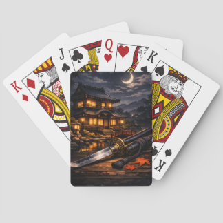 Anime-Haus & Katana Japanische Pokerkarte
