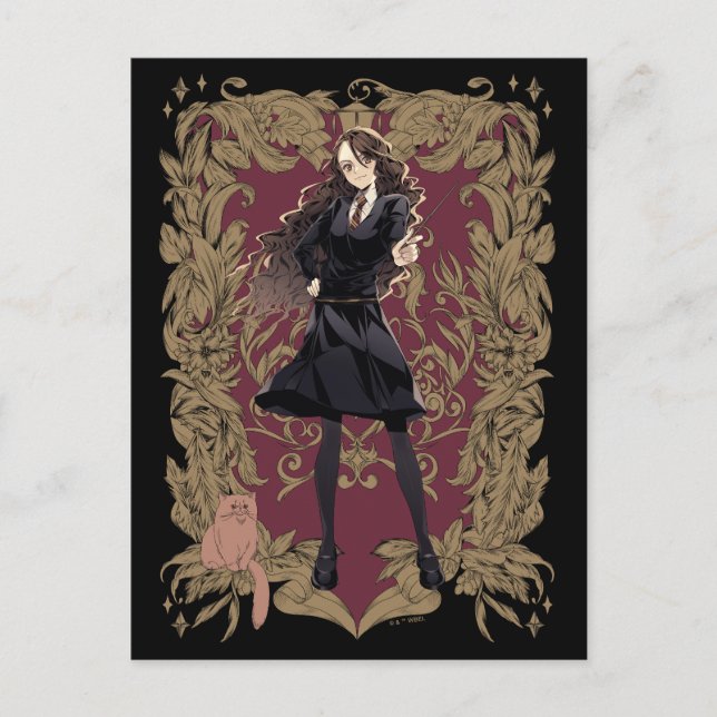 Anime Hermione Granger Verziert Frame Postkarte (Vorderseite)