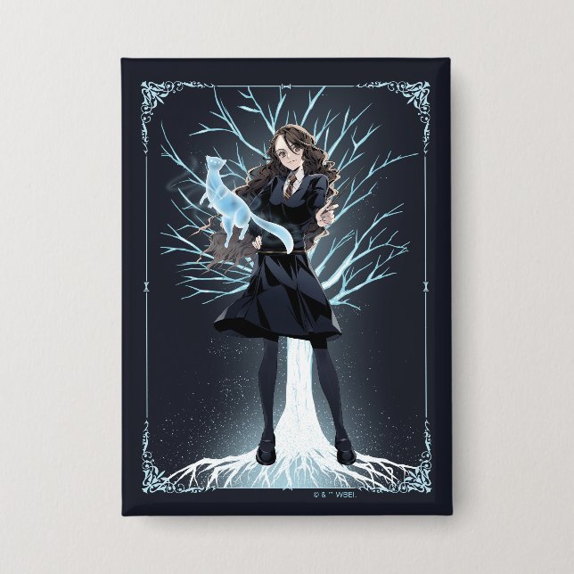 Anime Hermione Grangers Otter Patronus Button (Vorderseite)