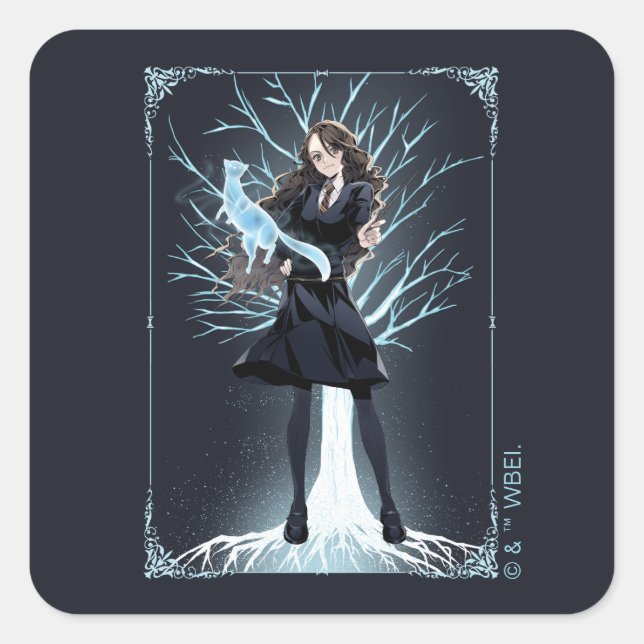 Anime Hermione Grangers Otter Patronus Quadratischer Aufkleber (Vorderseite)