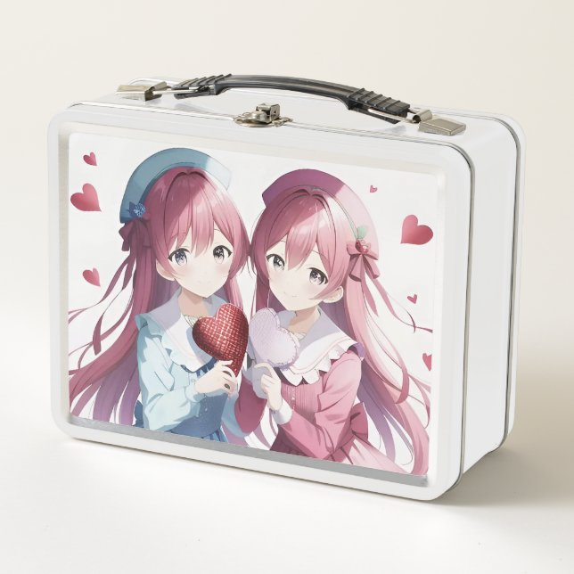 Anime herts Valentine's Day Metall Brotdose (Vorderseite)