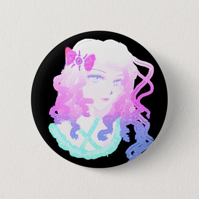 Anime-Hipster Kawaii Creepy niedliches Button (Vorderseite)