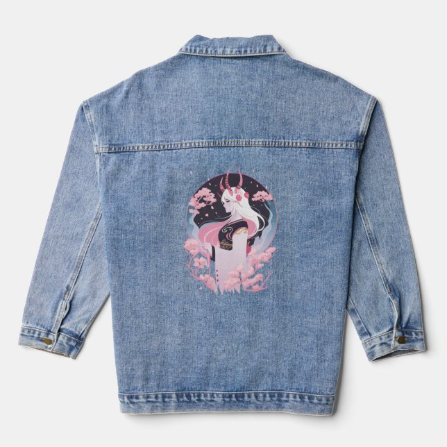 Anime Horned Goddess Jeansjacke (Rückseite)