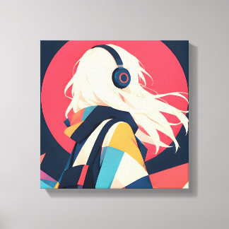 Anime-Inspirierte Serie 8 Wind in ihren Haaren Leinwanddruck