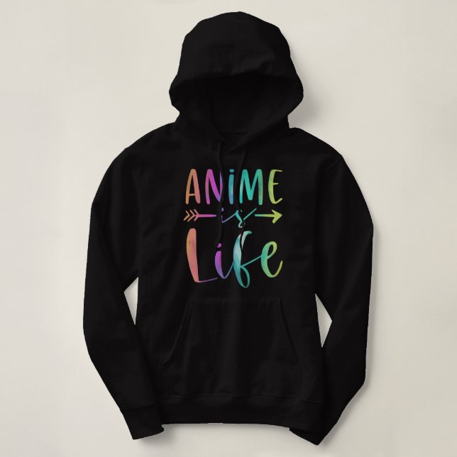 Anime is Life Boy Girl Manga Anime Lover Geschenke Hoodie (Design vorne)