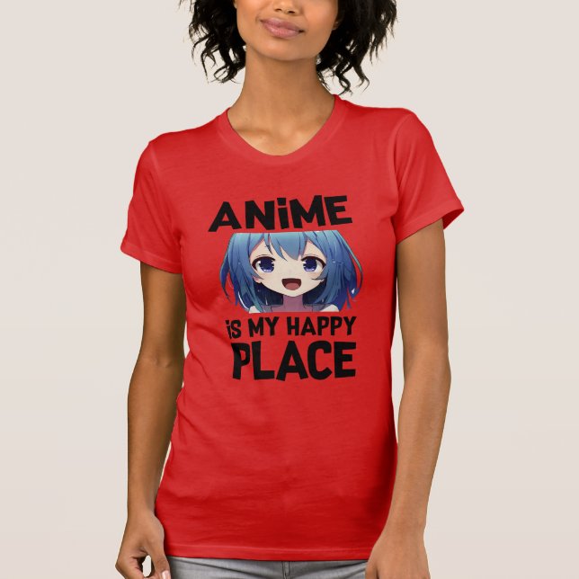 Anime ist mein glücklicher Ort T-Shirt (Vorderseite)