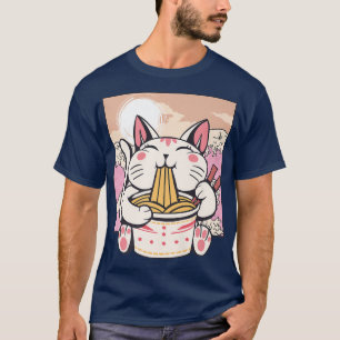 Anime Japanese Ramen Cat Kawaii Niedliche koreanis T-Shirt