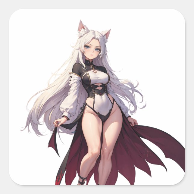 Anime Joy Quadratischer Aufkleber (Vorderseite)