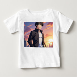 Anime-Junge bei Sonnenuntergang in der Stadt – Sty Baby T-shirt