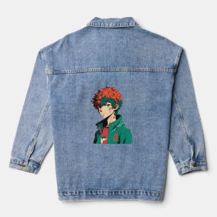 Anime-Junge: Orange- und grüne Haare - Manga-Vergn Jeansjacke