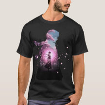 Anime-Jungen-Silhouette in Sakura-Kirschblüte