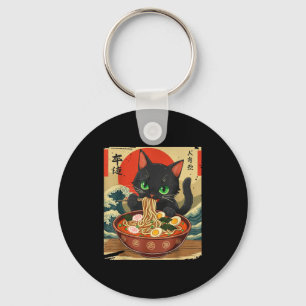 Anime-Katze isst Ramen japanische Kunst Grafik Kat Schlüsselanhänger