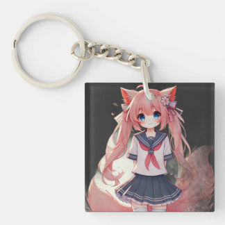 Anime-Katze-Mädchen Schlüsselanhänger