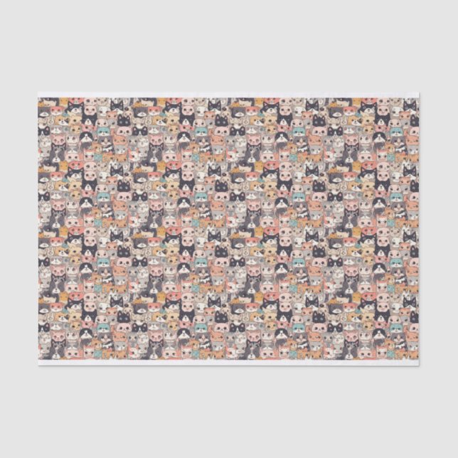 Anime-Katzen, die Muster wiederholen Seidenpapier (Vorderseite)