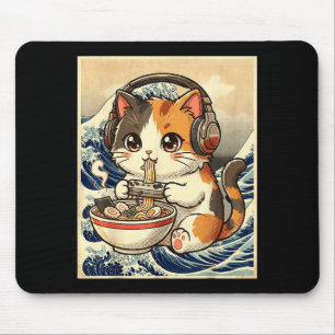 Anime Katzen Ramen Gamer Japanische Kunst Retro Vi Mousepad
