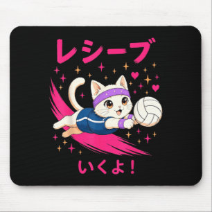 Anime-Katzen-Volleyball-Grafik-Shirt für Mädchen u Mousepad