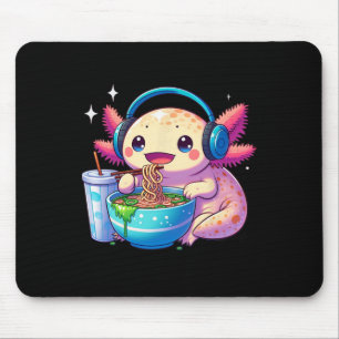 Anime Kawaii Axolotl Eating Ramen Noodles Kids T-S Mousepad