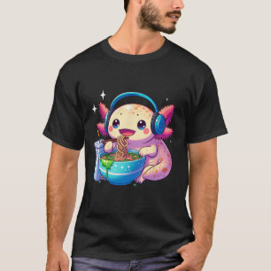Anime Kawaii Axolotl Eating Ramen Noodles Kids T-S T-Shirt