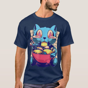Anime Kawaii Cat Eat Ramen Japanisch T-Shirt