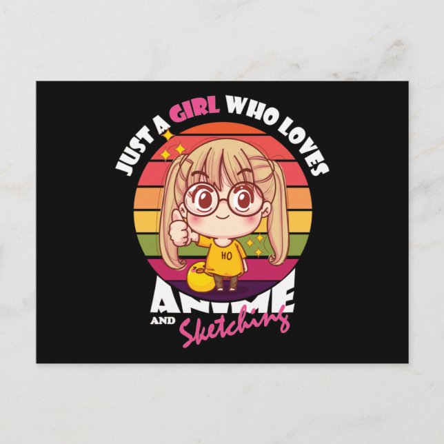 Anime Kawaii Girl | Anime & Sketching Lover Postkarte (Vorderseite)