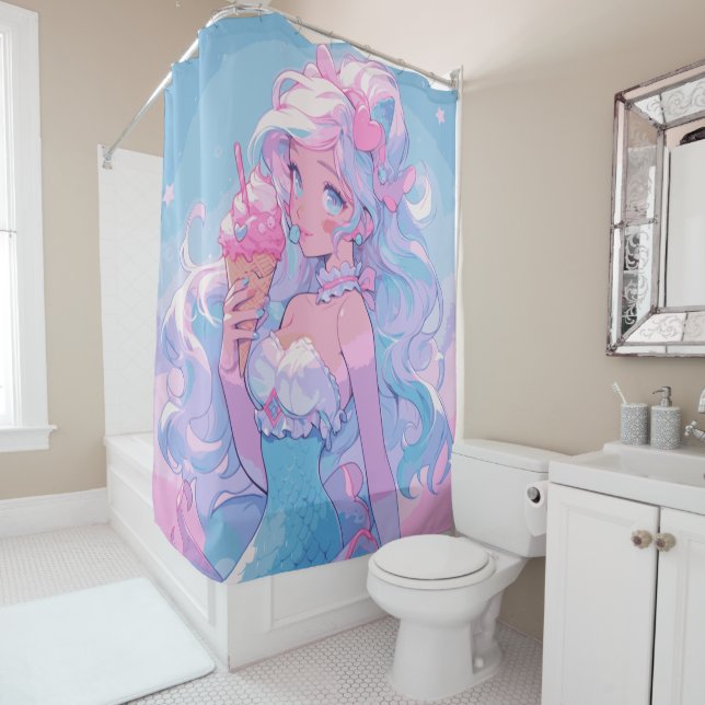 Anime Kawaii Mermaid Duschvorhang (Beispiel)