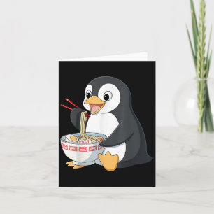 Anime Kawaii Penguin Eating Ramen Noodle gibt Männ Karte