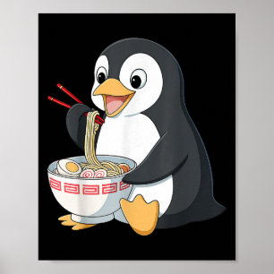 Anime Kawaii Penguin Eating Ramen Noodle gibt Männ Poster