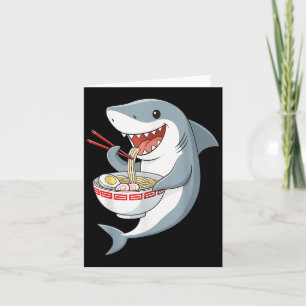 Anime Kawaii Shark Eating Ramen Noodle Gifts Men W Karte