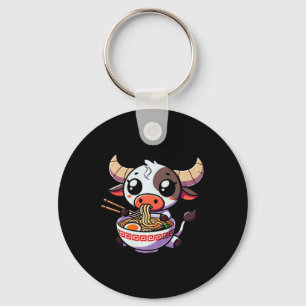 Anime Kawaii Texas Kuh Eating Ramen Clothing Noodl Schlüsselanhänger