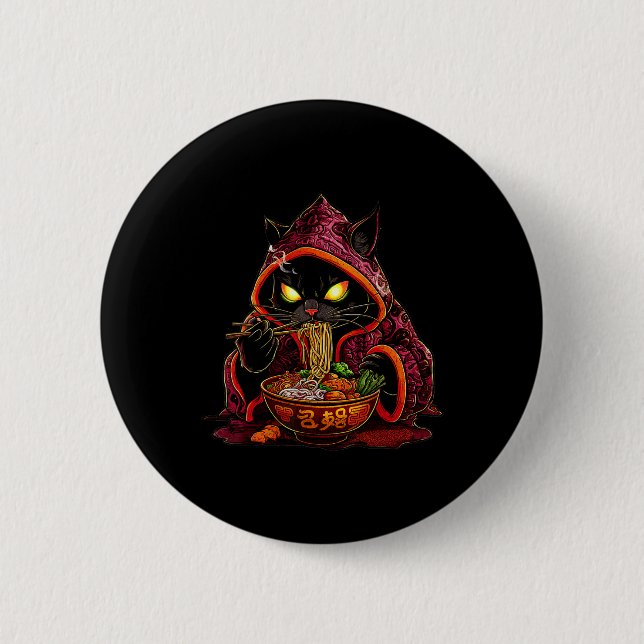 Anime Kids Cat Ramen Japanisch Kids Kawaii Cat Ram Button (Vorderseite)