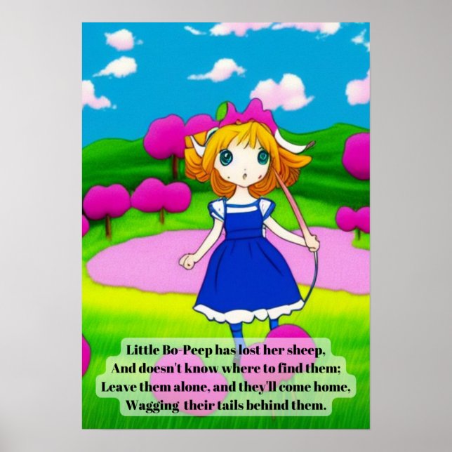 Anime-Kinderzimmer-Rhyme kleiner Bop-Peep-heller S Poster (Vorne)