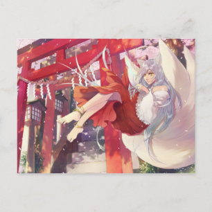 Anime Kitsune Girl Postcard Postkarte