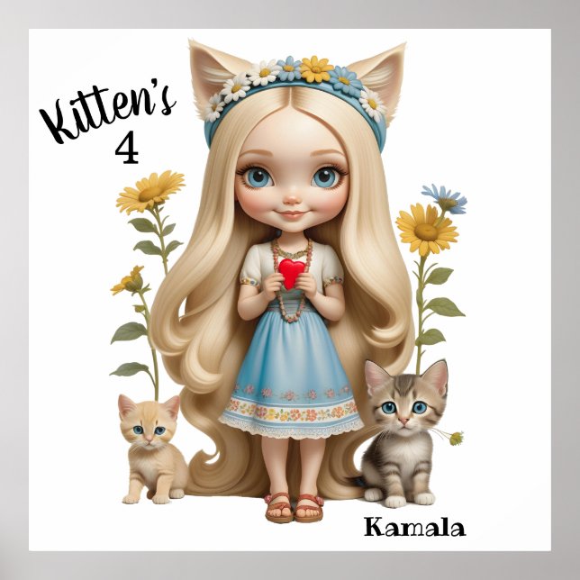 Anime Kittens Cats 4 Kamala Süßes Kinder Custom Poster (Vorne)