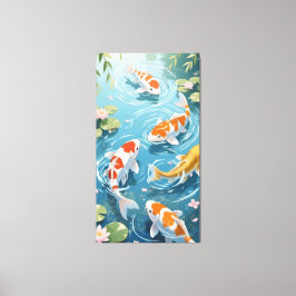 Anime-Koi schwimmen im Teich Leinwanddruck