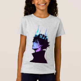 Anime-König gothisches männliches Porträt mit blau T-Shirt