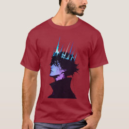 Anime-König gothisches männliches Porträt mit blau T-Shirt