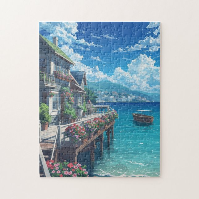 Anime-Küstenort-Puzzle – Seaside Flow (Vertikal)