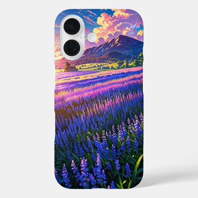Anime Lavender Fields im Sommer iPhone 16 Hülle (Rückseite)