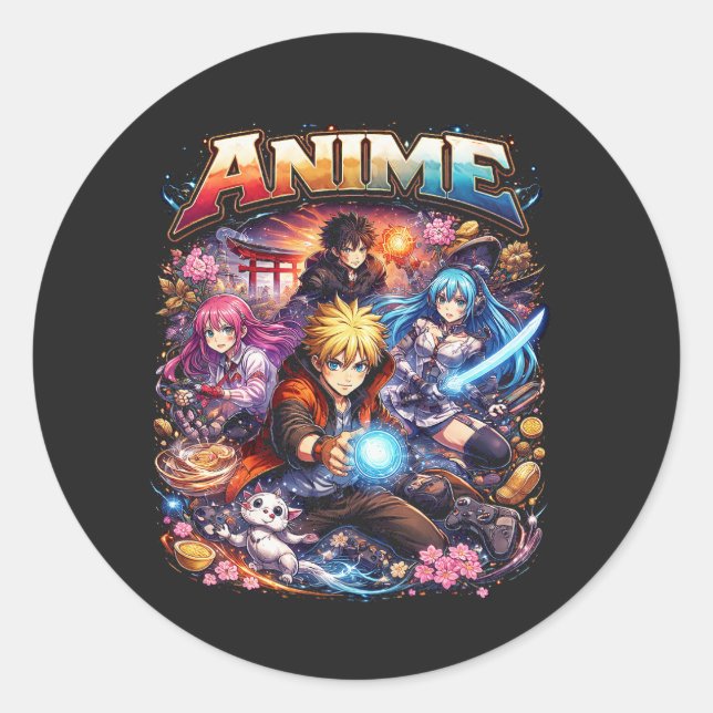 Anime-Legenden Runder Aufkleber (Vorderseite)